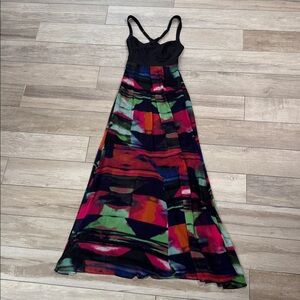Jessica Simpson Black and Multicolor Maxi Dress